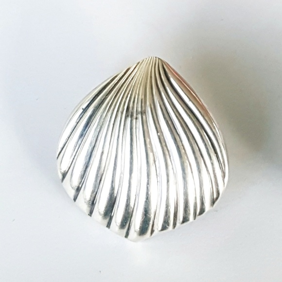 Sea Shell Post Earrings Sterling Vintage 1980s - Picture 7 of 8